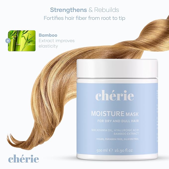 Deep Conditioning Hair Mask for Curly and Straight Hair With Macadamia Oil, Hyaluronic Acid & Bamboo Extract, Hydrating for Dry Damaged, Helps Repair, Reducing Frizz & Breakage, Vegan 16.90 oz | Hydrating, Deep Conditioning, Frizz-Free, Helps Repair