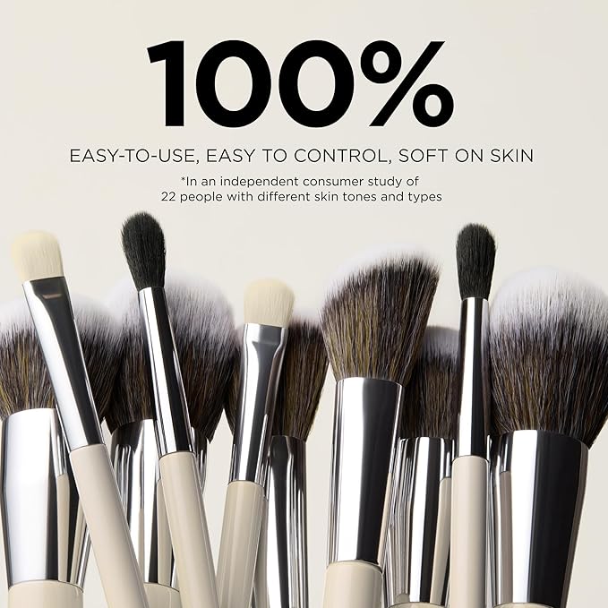 HALEYS Beauty 5-Piece Makeup Brush Set, For Streak Free Application of Liquid, Cream or Powder, Set Includes Kabuki, Powder, Contour, Crease & Lid, Make Up Bag Essentials, Vegan, Gift for Women