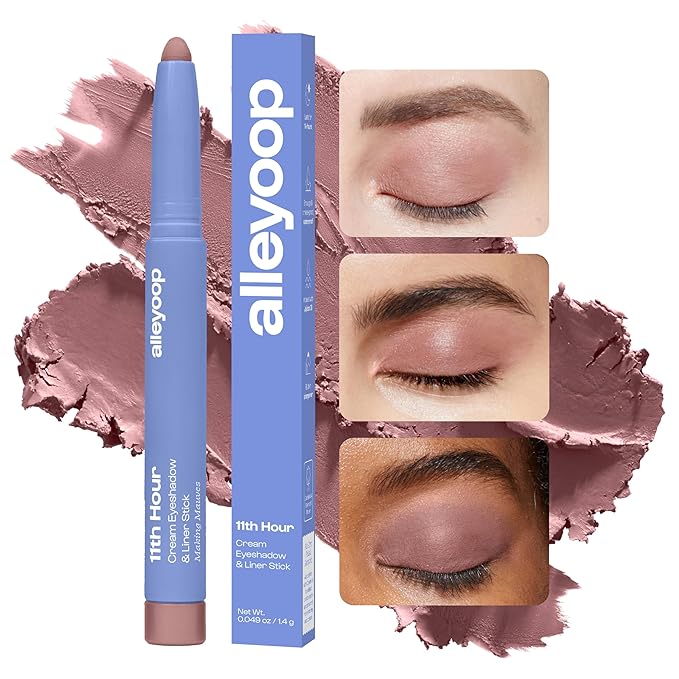 ALLEYOOP 11th Hour Waterproof Cream Eyeshadow Stick – Long-Lasting Eye Shadow Pencil & Eyeliner, Cream to Powder Stick & Highlighter – Smudge-Proof Eyeshadow Matte, Mauve Matte