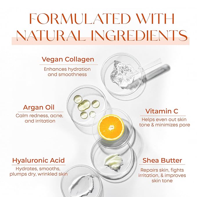 Vitamin C & Collagen Face Moisturizer – Hydrating Anti Aging Cream for Smooth & Radiant Skin, Firms & Revives Dull Complexion – Dermatologist Tested, Korean Skin Care, Clean Beauty – 2 Pack