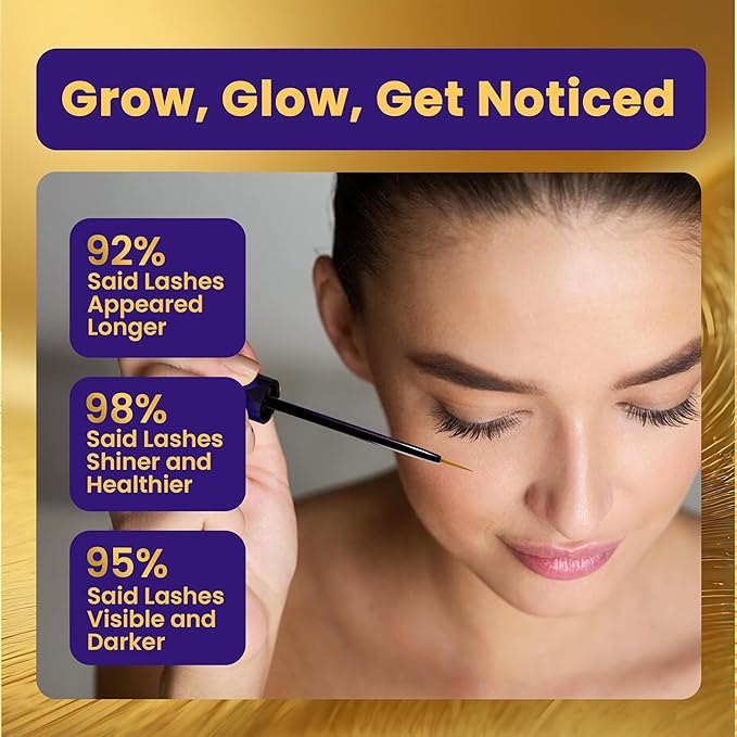 Prostaglandin-Free Eyelash Growth Serum for Thicker Longer Fuller Lashes, Lash Enhancing Serum, Lash Boost, Eyelash Lift, Vegan & Cruelty-Free for Sensitive Eyes, 3ml, 90-Day Supply