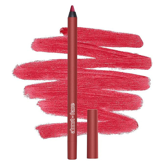 about-face Matte Fix Lip Pencil 4Ever Flame – Long-Wear, Creamy Matte Lip Liner with Hyaluronic Acid & Vitamins C & E – Vegan, Cruelty-Free, Clean Beauty – 0.042 oz (Cherry Red)