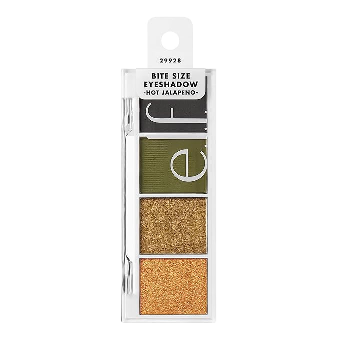 e.l.f. Bite-Size Eyeshadow, Ultra-Pigmented Eye Makeup Quad, 4 Matte & Shimmer Shades, Creamy & Blendable Powder, Hot Jalapeño, 0.12 Oz