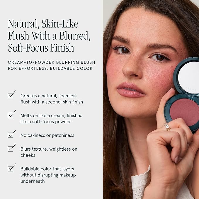 SOSHE Beauty - Blurring Pillow Blush | Featherlight, Cushiony, Cream to Powder Formula | Squalane, Cucumber Seed Extract, Ashwagandha Root | Vegan, Clean, Cruelty-Free (Copper Spice, Warm Terracotta)