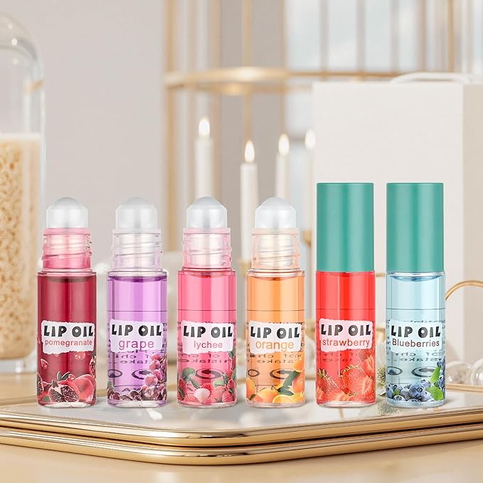 12Pcs Roll On Lip Gloss Set，Mini kids Lip Gloss Fruit Flavored，Moisturizing Lip Oil Make up for Teens and Girls，Hydrating Long Lasting Glossy,Christmas Party Favors Gift，Vegan & Cruelty-Free