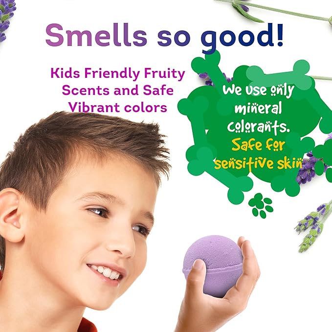 Organic Bath Bombs for Kids with Surprise Inside Little Puppies Toys – Natural and Safe Bubble Bombs with Essential Oils - Bath Bombs Toys Inside – Great Gift Set for Boys and Girls Handmade in USA