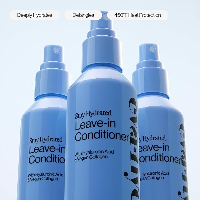 Eva NYC Hydrating Leave-In Conditioner Spray - Hyaluronic Acid + Vegan Collagen - Detangler + Heat Protectant - Lightweight Formula - Hydrating Deep Conditioner for Dry Hair - Jasmine Scent - 5 fl oz