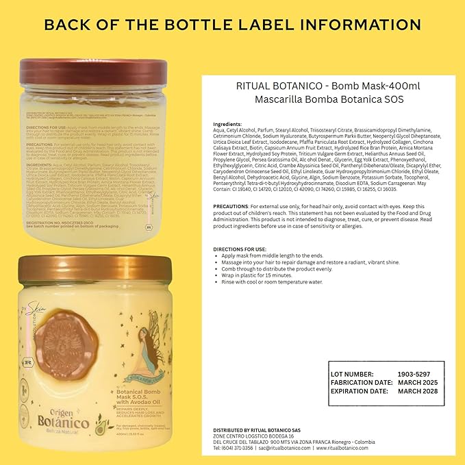 Ritual Botánico Keratina Orgánica | Treatment to Straighten, Repair and Relax Hair | All Natural, Organic & Vegan Ingredients | Product of Colombia (MASK)