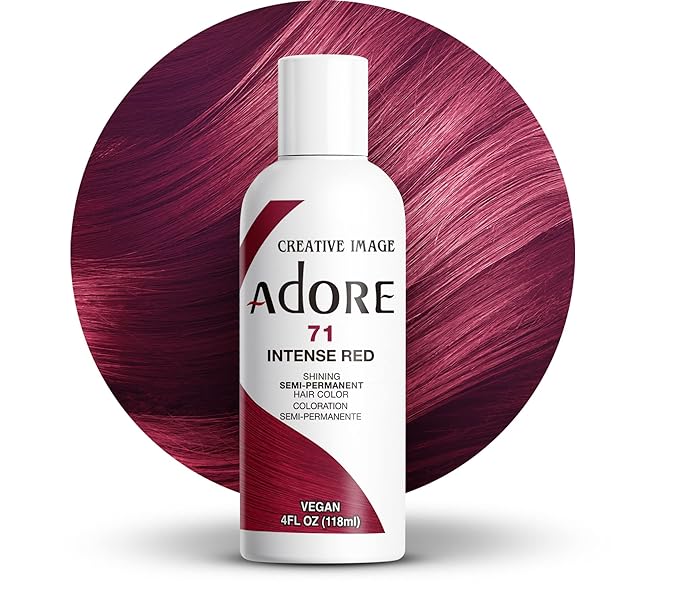 Adore Semi Permanent Hair Color (071 Intense Red) | Vegan & Cruelty-Free Red Hair Dye | No Ammonia, No Peroxide, No Alcohol | 4 Fl Oz