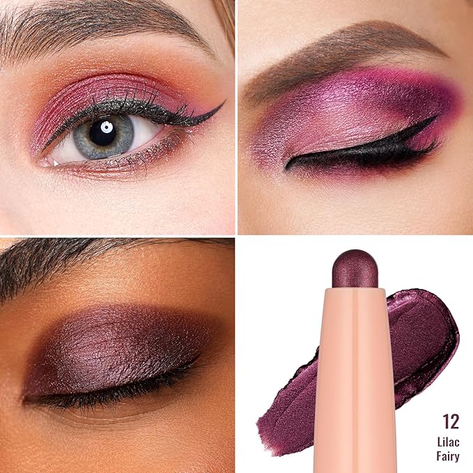 Oulac Twist-Up Burgundy Eyeshadow Stick – Twist-Up Crayon, Creamy Blendable Texture, Vegan & Cruelty-Free Eye Makeup, 1.25g, 12 Lilac Fairy