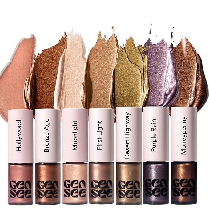 Gen See Mixed Media Metallic Liquid Eyeshadow, Moneypenny – High Shine Molten Metal Eye Color, Featherlight Full Coverage Shimmer, Multi-Use Highlight Makeup, Vegan Cruelty-Free, Made in Italy