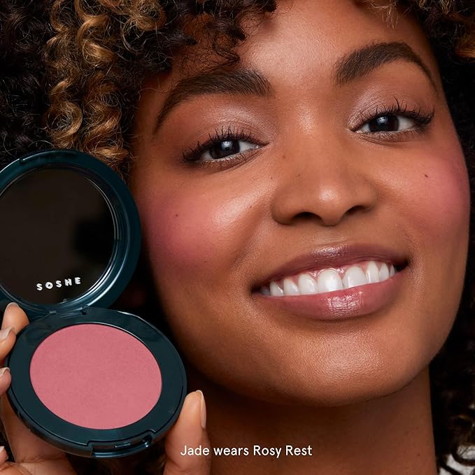 SOSHE Beauty - Blurring Pillow Blush Refill | Featherlight, Cushiony, Cream to Powder Formula | Squalane, Cucumber Seed Extract, Ashwagandha Root | Vegan, Clean, Cruelty-Free (Rosy Rest, Dusty Pink)