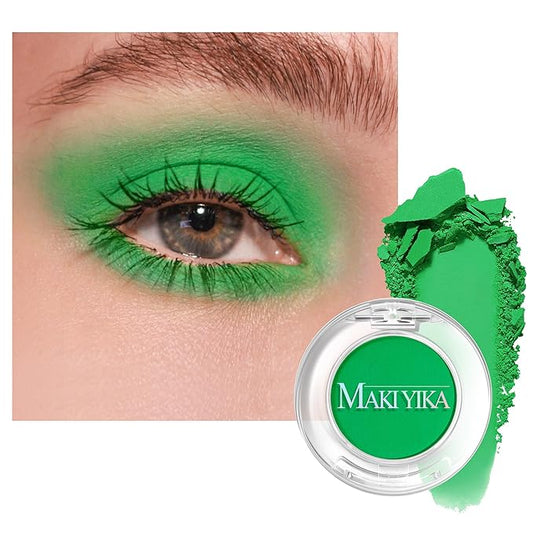 MAKI YIKA Forest Green Matte Single Eye Shadow Palette for Women, Pigmented White Eyeshadow Powder for Brown Eyes, Color Stay Long Lasting Waterproof Eye Makeup Palette, #3