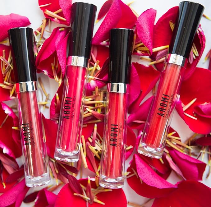 Aromi Matte Liquid Lipstick Bundle | Long-Lasting Lip Colors for Women, Magenta, Bright, True, Dark Red (Red Liquid Lipstick Bundle) | Matte Finish, Four Red Shades, Vegan, Cruelty-free, Long-Lasting
