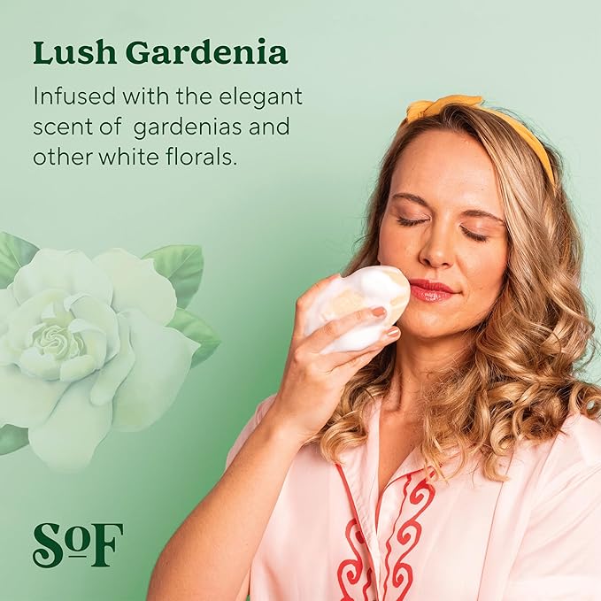 SoF Triple Milled Bar Soap - With Coconut Oil & Organic Shea Butter- Vegan & Non GMO- Free From Phthalates, Sulfates & Parabens- Lush Gardenia - 6 oz Bar 6 Bars