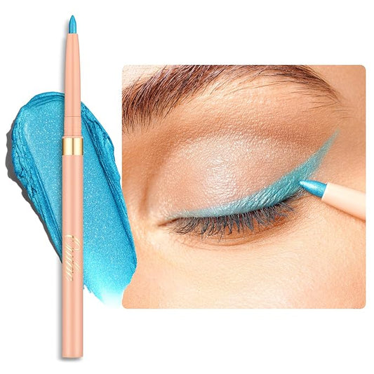 Oulac Blue Eyeliner Pencil, Waterproof Retractable Eye Liner Pen, Long Lasting Smudge Resistant, Vegan & Cruelty-Free, 15 Aruba Beach