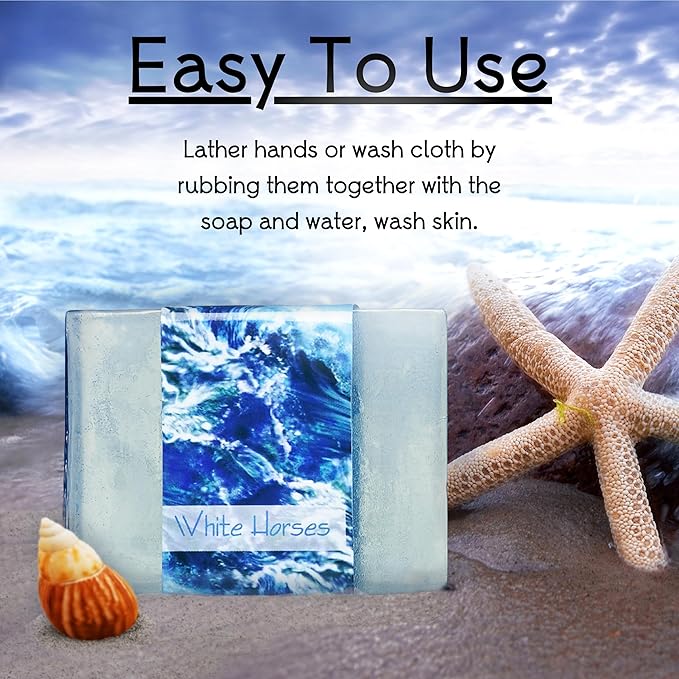 Glycerin Bar Soap White Horses Scent - Natural, Vegan-Friendly, Hypoallergenic - Moisturizing and Hydrating with 100% Vegetable Glycerin - Sulfate-Free, Paraben-Free, Chemical-Free - 4.5 oz