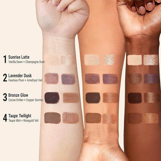 exmiloo Eyeshadow Stick - 2-in-1 Dual-Ended Cream Eye Shadow Stick - Shimmer &Matte Eye Shadow for Women Girls, Long-Lasting, Waterproof, Crease-Proof (Taupe Twilight)