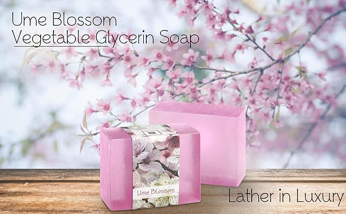 Glycerin Bar Soap Ume Blossom Scent - Natural, Vegan-Friendly, Hypoallergenic - Moisturizing and Hydrating with 100% Vegetable Glycerin - Sulfate-Free, Paraben-Free, Chemical-Free - 4.5 oz