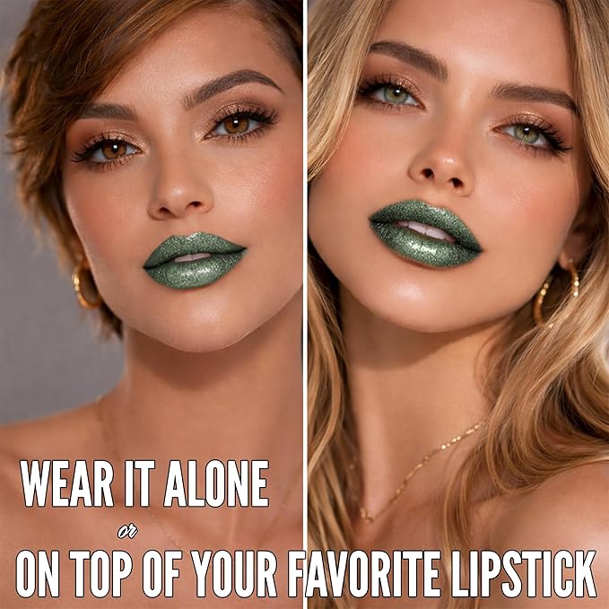 Mynena Cool-Toned Metallic Green with Iridescent Shimmer Lip Gloss Non-Sticky | Lightweight Lip Topper | Paraben-Free | Demi-Sheer Lipgloss from Cosplay to Everyday Glam | Willow