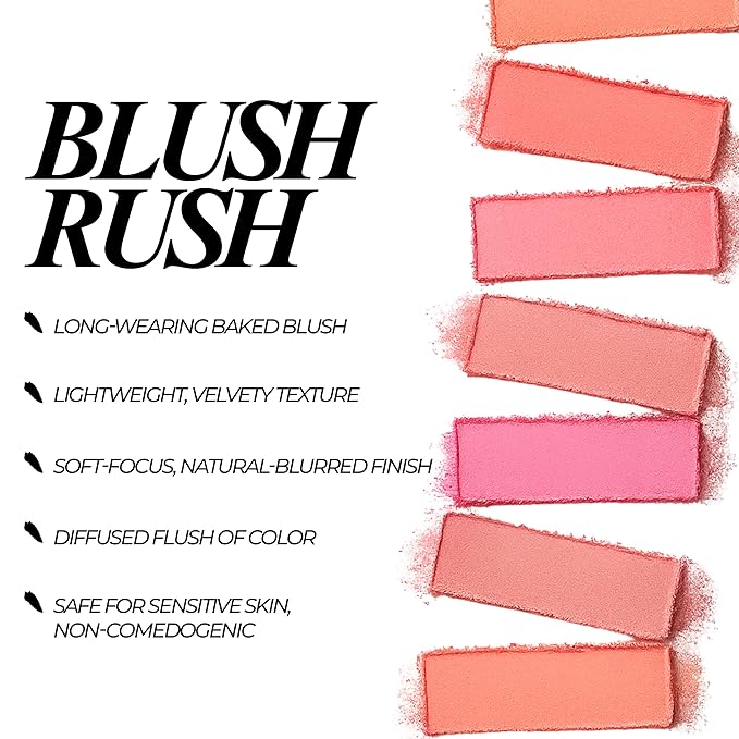 Blush Rush (Polly) - Powder Blush for Cheeks & Face with High Pigments for Shiny, Healthy Natural Finish – Buildable, Sweat Proof & Vegan