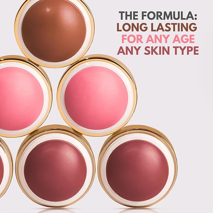 Stellar Cheeks Cream Blush, Long-lasting, Lightweight Formula for Cheeks, Lips & Eyes, Infused with Coconut & Jojoba, Candy Rose