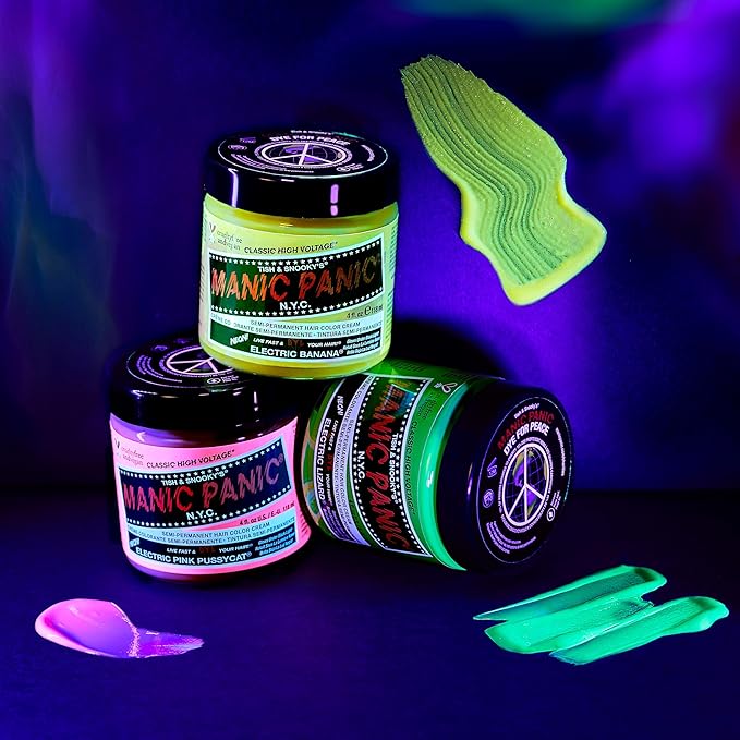 MANIC PANIC Classic Electric Banana Semi Permanent Hair Color - Bright Neon Yellow Hair Dye for Women & Men That Lasts 4-6 Weeks - Vegan, Ammonia & Cruelty-Free - Create & Mix Custom Shades (4oz/2pk)
