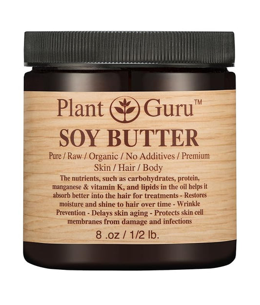 Soy Body Butter 8 oz. 100% Pure Raw Fresh Natural Cold Pressed. Skin Body and Hair Moisturizer, DIY Creams, Balms, Lotions, Soaps.