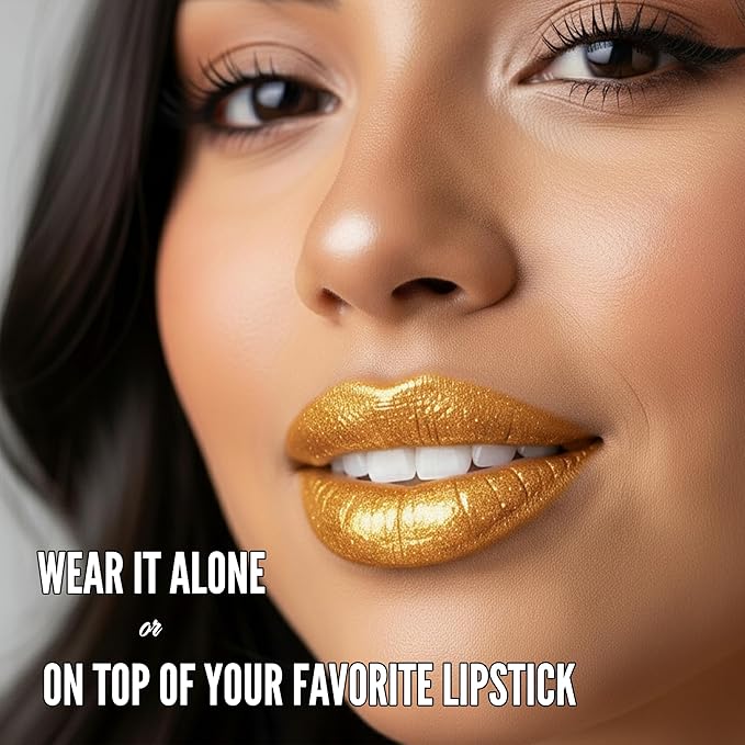 Mynena Yellow Gold Shimmer Lip Gloss Non-Sticky Filled with Iridescent Sparkles | Lightweight Lip Topper | Paraben-Free | Demi-Sheer Lipgloss from Cosplay to Everyday Glam | ISunny