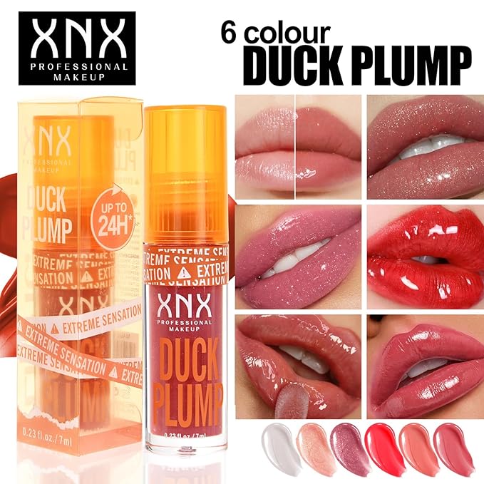 High Pigment Plumping Lip Gloss with Spicy Ginger, Vegan Lip Makeup, Hydrating Plumping Booster Moisturizing Volumizing Lip Gloss