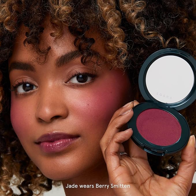 SOSHE Beauty - Blurring Pillow Blush Refill | Featherlight, Cream to Powder Formula | Squalane, Cucumber Seed Extract, Ashwagandha Root | Vegan, Clean, Cruelty-Free (Berry Smitten, Rich Plum)