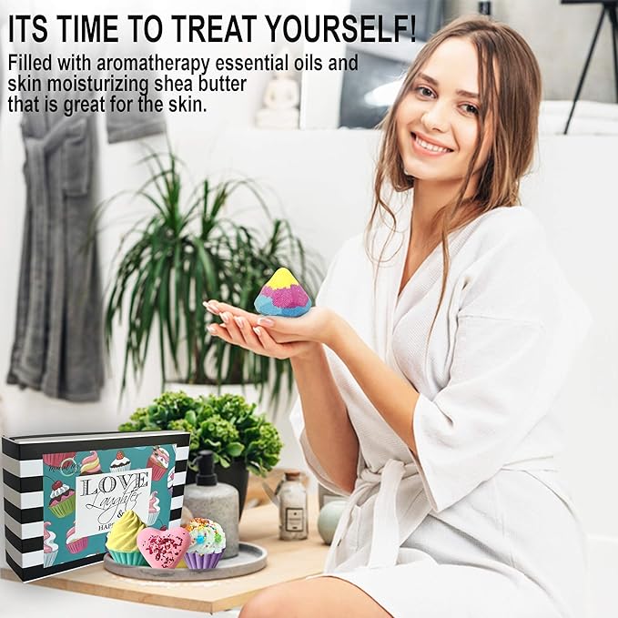 Bath Bombs for Girls – 6 Organic Bath Bombs Gift Set with Natural Ingredients, Aromatherapy Bubble Bath Fizzy for Kids, Teens, Women – Skin Moisturizing Bathbombs for Girls, Easter Basket Essentials