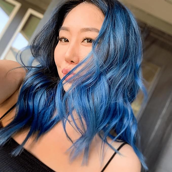 Overtone Haircare Color Depositing Conditioner - 8 oz Semi Permanent Hair Tint with Shea Butter & Coconut Oil - Vibrant Blue, Vegan, Cruelty-Free