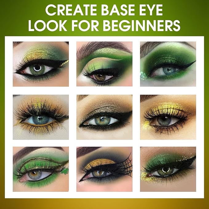 Green Brown Eyeshadow Palette, High Pigmented Matte Shimmer Forest Green Earth Neutral Eyeshadow for Natural Look, Bright Long Lasting Yellow Glitter Warm Eye Shadow Pallet for Older Women, Blendable