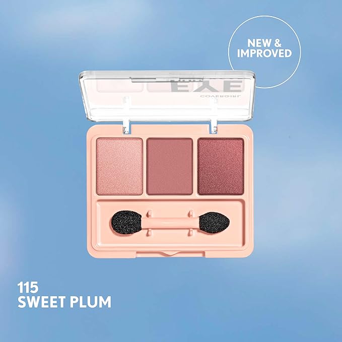 Covergirl Eye Enhancer, Sweet Plum, Eyeshadow Trio, Easy to Wear, Clean & Vegan, Talc-Free, Matte & Shimmer Finishes, Smudge-Proof, 0.14oz