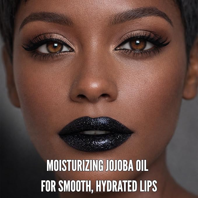 Mynena Black Shimmer Lip Gloss Non-Sticky Filled with Iridescent Sparkles | Lightweight Lip Topper | Paraben-Free | Demi-Sheer Lipgloss from Cosplay to Everyday Glam | Ivony
