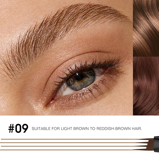 Eyebrow Pencil, 2Pcs Waterproof Microblading Eyebrow Pens, 4 Tip Precise Eye Brow Makeup Pen for Women to Effortlessly Create Hair Like Natural Brows, Non Dry Out and Last All Day (Medium Blonde)