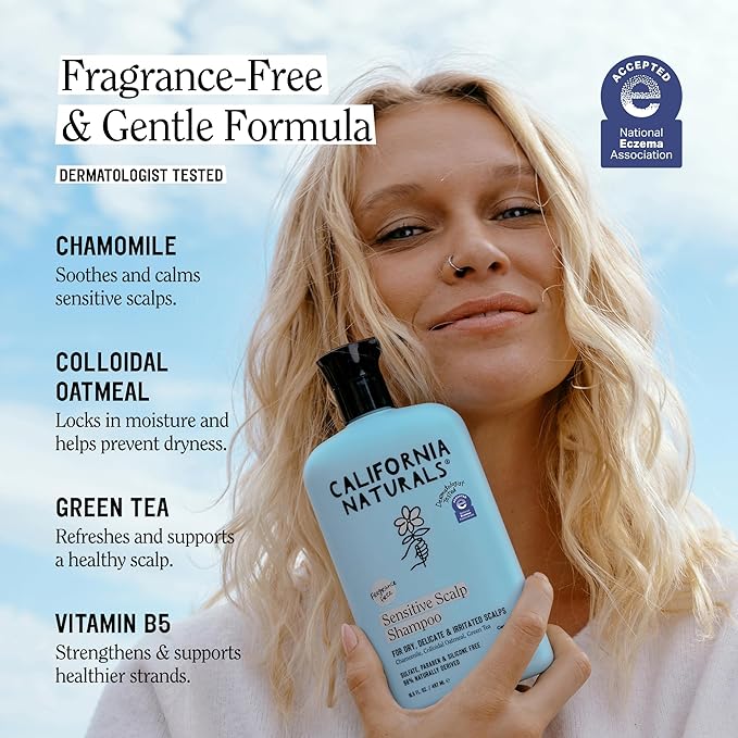 California Naturals Sensitive Scalp Shampoo & Conditioner Set, Soothing Gentle Hair Care for All Hair Types, Unscented & Fragrance Free, Vegan, Cruelty, Paraben & Sulfate Free, Color Safe, 16.5 oz