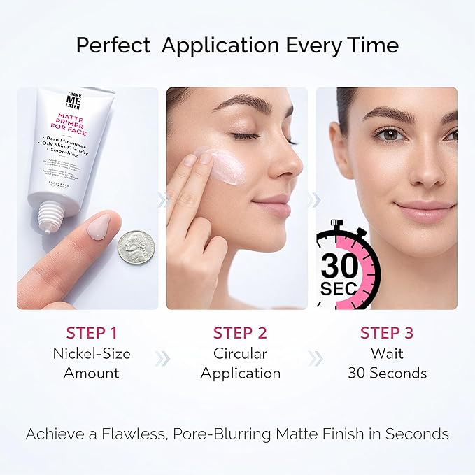Elizabeth Mott Thank Me Later Face Primer - Mattifying Makeup Base Primer for Shine and Oil Control - Pore Minimizer, Smooths Wrinkles and Fine Lines – Long-Lasting Makeup Gripping Formula, 30g
