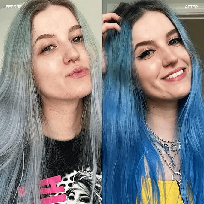 Overtone Haircare Color Depositing Conditioner - 8 oz Semi Permanent Hair Tint with Shea Butter & Coconut Oil - Vibrant Blue, Vegan, Cruelty-Free