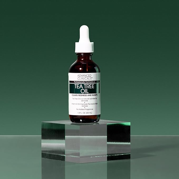 Advanced Clinicals Tea Tree Oil For Skin Facial Serum | Tea Tree Serum For Face With Vitamin E + Botanicals To Help Improve Appearance Of Large Pores & Skintone For Smoother Looking Skin, 2-Pack