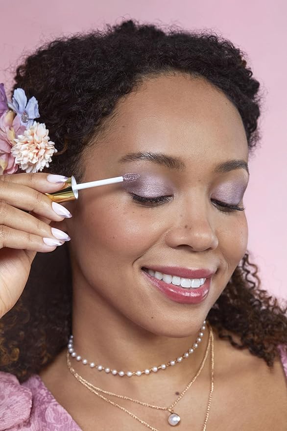 Winky Lux Rose Petal Liquid Eyeshadow, Longwear, Buildable, High-Pigment, Blendable, Crease-Proof, with Hydrating Vitamin E & Mango Seed Butter, Clean Beauty, Cruelty-Free, Vegan, Lavender Shimmer
