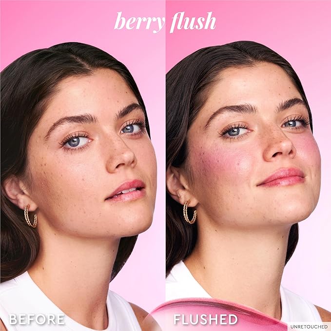 Glow Recipe Niacinamide Dewy Flush Tinted Liquid Blush Serum - Glowy Blush for Cheeks to Smooth, Hydrate & Brighten - Liquid Korean Makeup with Buildable, Warm Berry Plum Tint - Berry Flush (0.4 oz)