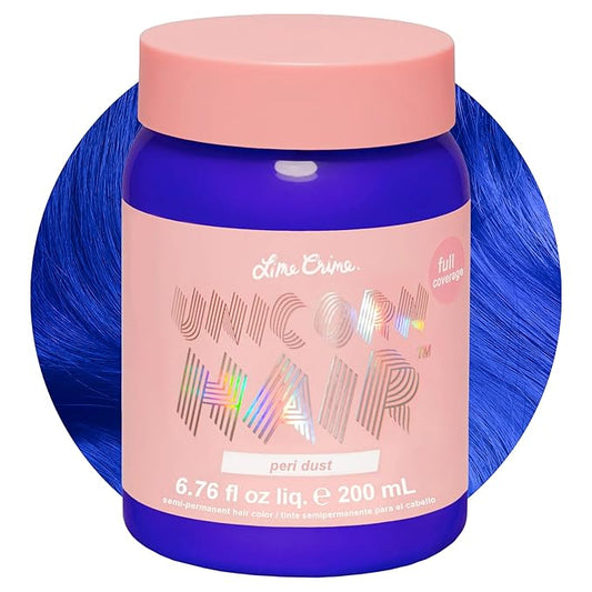 Lime Crime Full Coverage Unicorn Hair Dye, Peri Dust - Damage-Free Semi-Permanent Hair Color Conditions & Moisturizes - Temporary Hair Tint Kit Has A Sugary Citrus Vanilla Scent - Vegan