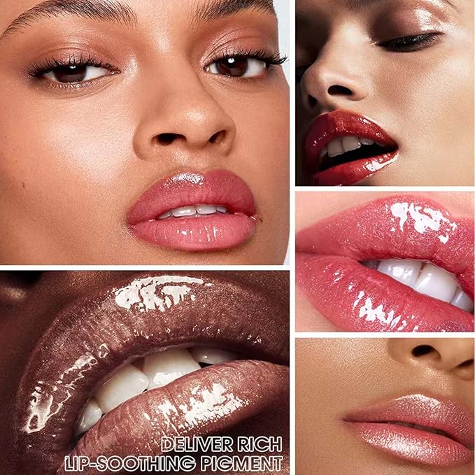 Cherry Red Lip Gloss Lipstick Lip Plumper Gloss Tinted Glitter Lipgloss Moisturizing Lip Balm Lip Oil High Shine And Vegan Plumping Lip Gloss For Women Girls Long-Lasting Dry Lip Care (06#)