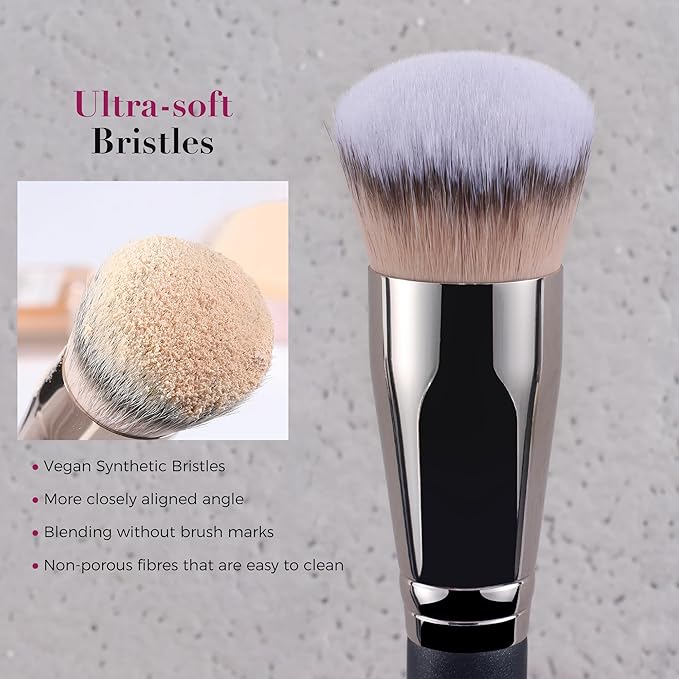 ENERGY Foundation Brush for Liquid Makeup - Professional Makeup Brush for Liquid, Cream & Powder Blending,Buffing and Contouring - Soft Vegan Synthetic Bristles Face Make Up Tool