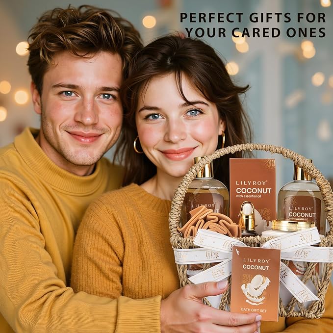 Mothers Day Gifts for Women - 7Pcs Luxury Bath and Body Gift Basket Set for Women & Men Perfect Gift | Valentines Day Gifts for Her, Fathers Day, Birthday, Christmas Gift for Her & Him All Occasion
