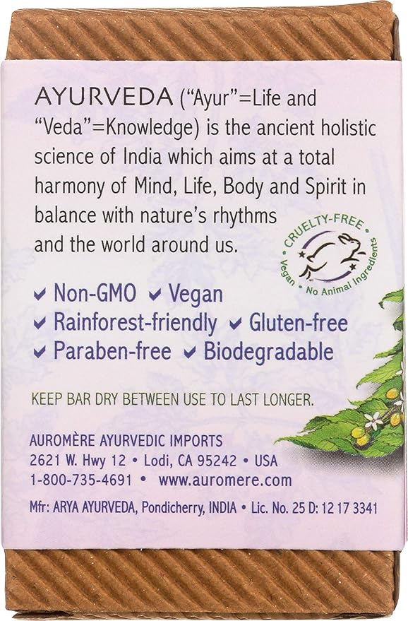 Auromere Ayurvedic Bar Soap, Himalayan Rose - Eco Friendly, Handmade, Vegan, Cruelty Free, Natural, Non GMO (2.75 oz), 3 pack