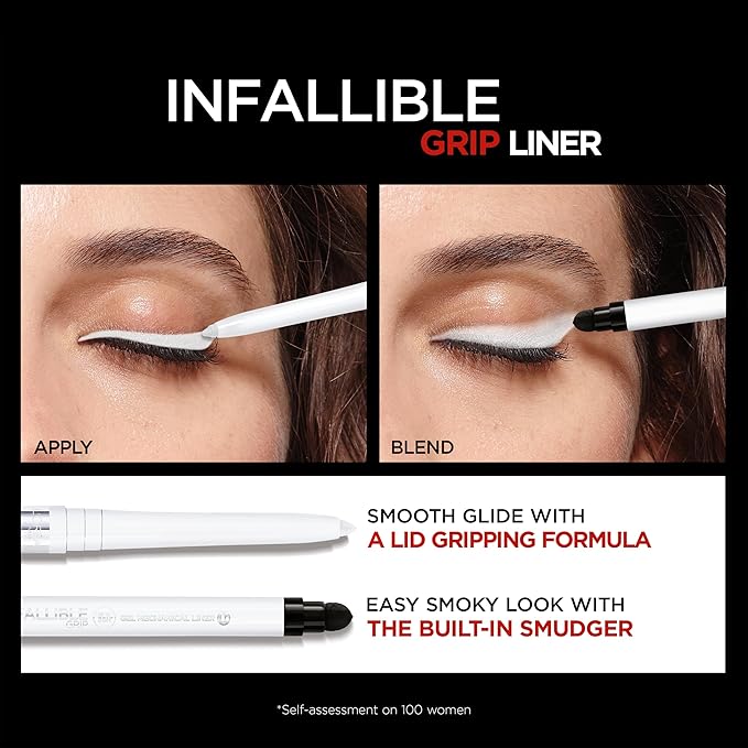 L'Oreal Paris Infallible Grip Mechanical Gel Eyeliner Pencil, Smudge-Resistant, Waterproof Eye Makeup with Up to 36HR Wear, Polar White, 0.01 Oz