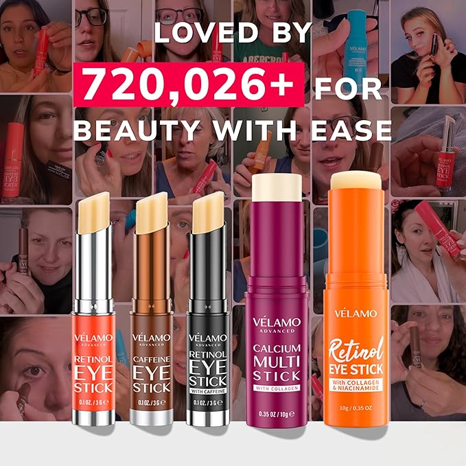 VELAMO ADVANCED Retinol Eye Stick: Plumping & Smoothing Under Eye Balm for Dark Circles, Puffiness & Wrinkles - Made in Korea, Upgraded Formula with Collagen, Niacinamide & Peptides, 0.35 OZ/10g